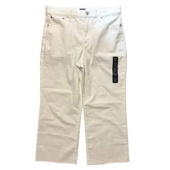 NWT J.Crew Wide Leg Crop Jean In All Day Stretch White Size 31 - Picture 3 of 9